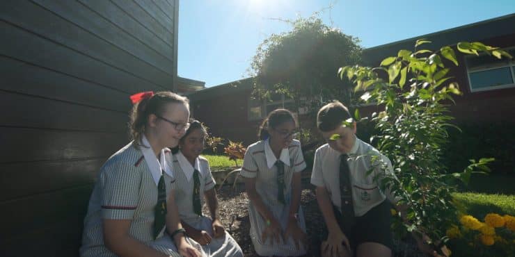 st paul's school students in the garden