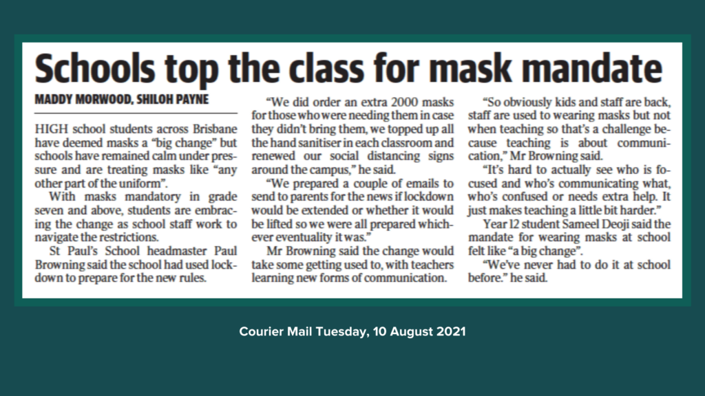 St Paul's School in the Courier Mail